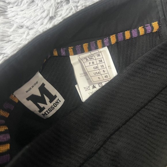 M MISSONI Black Wool Blend Mini Skirt Size 6 Made In Italy Rare Knit Casual - Picture 3 of 6